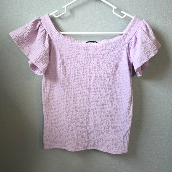 Express Small Purple Off the Shoulder Top - Picture 1 of 4